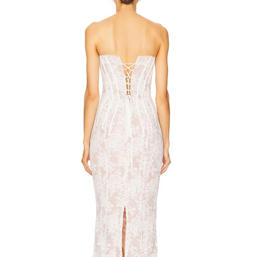 V. CHAPMAN CAPULET MIDI DRESS IN WHITE CHANTILLY LACE - Size 0 - Picture 2 of 4